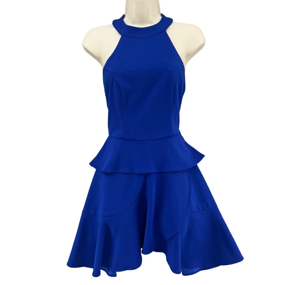 PS The Label Lost On You Dress Cobalt Blue Halter Sleeveless Tiered Sz XS - NWD